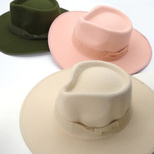 CLASSIC WIDE BRIM FEDORA HAT WITH RIBBON TRIM