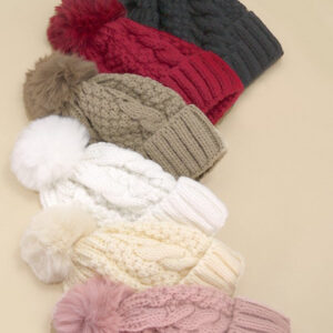 CLASSIC CABLE KNOT POM POM BEANIES HAT