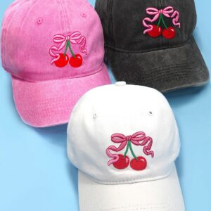 EMBROIDERY BOW CHERRY BASEBALL CAP HAT