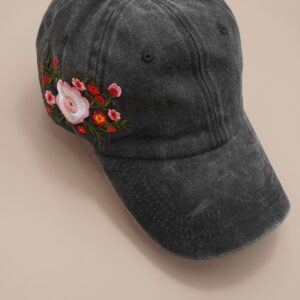EMBROIDERY FLORAL BASEBALL CAP HAT