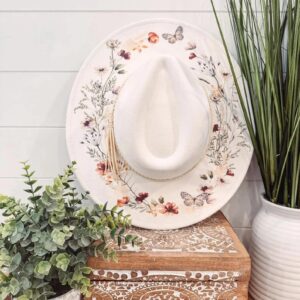 Engraved Floral Print Boho Felt Hat