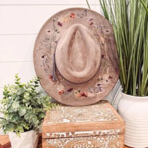 Hand-Painted Floral Felt Western Hat