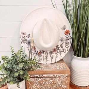 Printed Floral Felt Western Hat