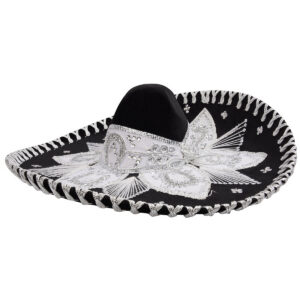 Black Silver Embroidered Charro Hat