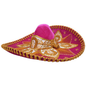 Pink Gold Embroidered Charro Hat
