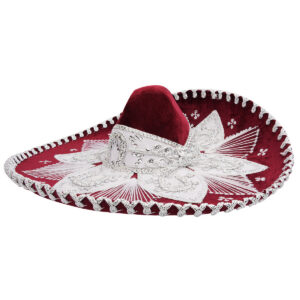 Red Silver Embroidered Charro Hat