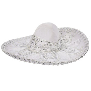 White Silver Embroidered Charro Hat