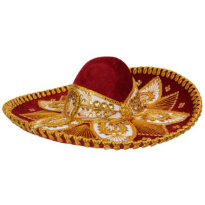 Wine Gold Embroidered Charro Hat